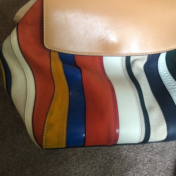 Tory Burch Half-Moon Balloon Stripe Satchel - Picture 9 of 12